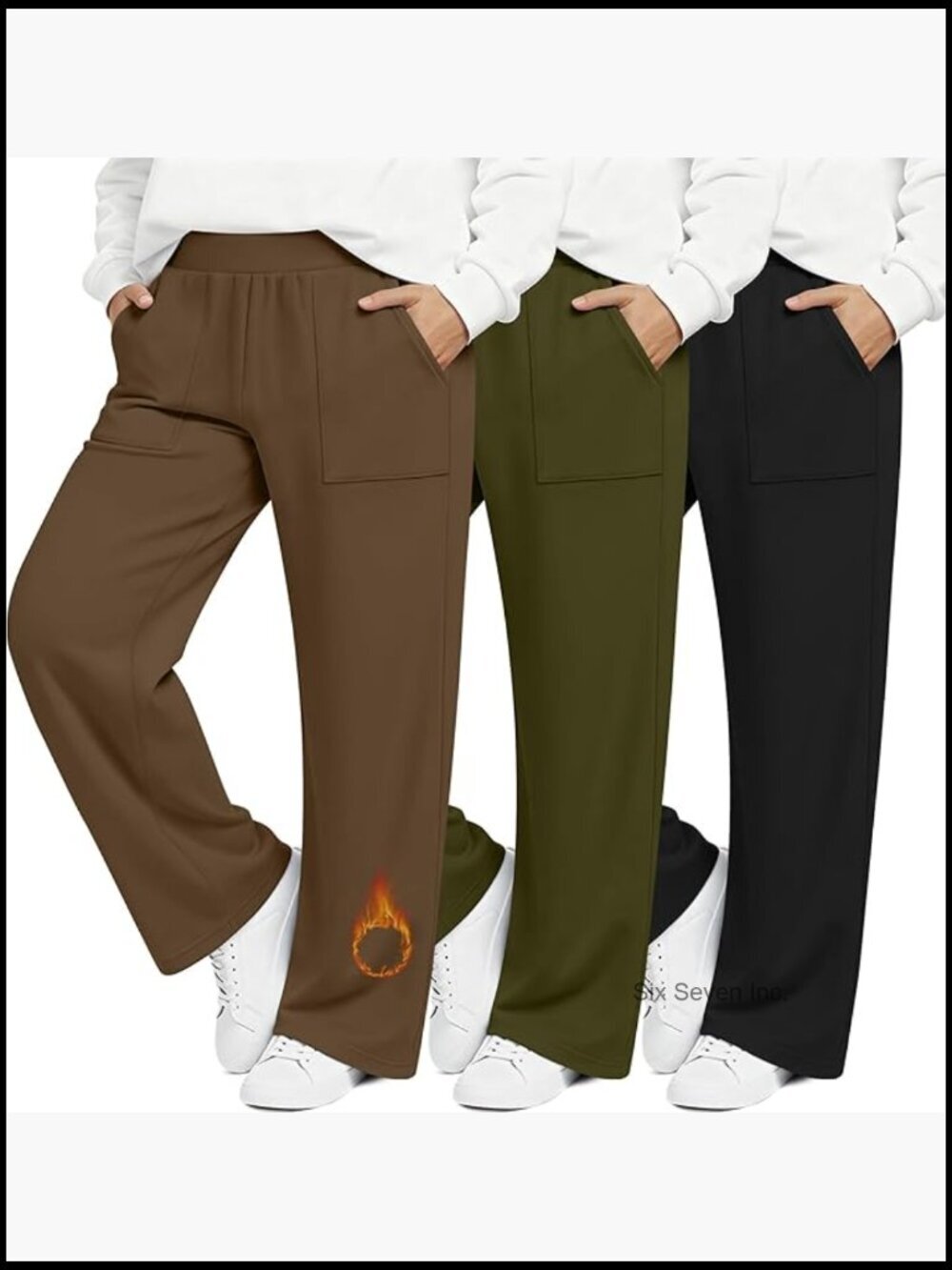 Plus Size Fleece Lined Sweatpants Wide Leg Thermal Winter Yoga Lounge Pants 3